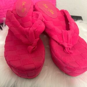 Hot pink platform sandals